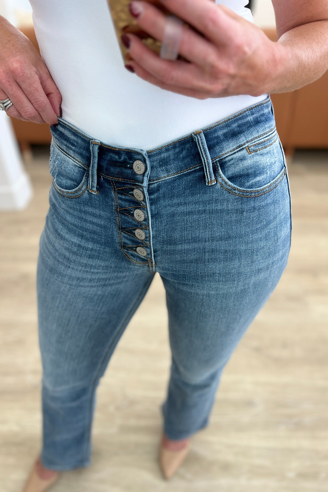 Judy Blue Matilda Mid Rise Vintage Button Fly Bootcut Jeans-Jeans-Krush Kandy, Women's Online Fashion Boutique Located in Phoenix, Arizona (Scottsdale Area)