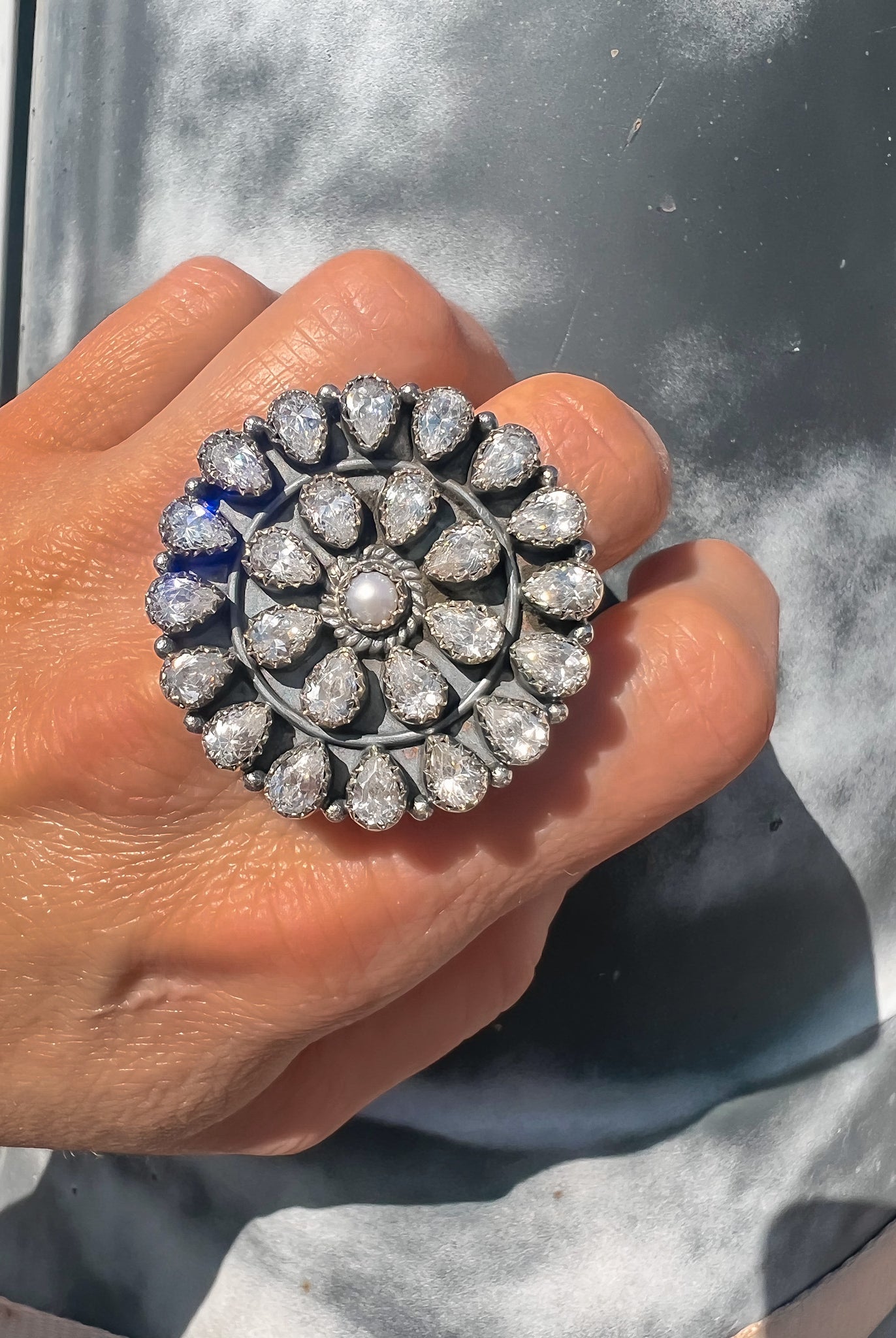 Crystal Cluster Sterling Silver Ring |-Rings-Krush Kandy, Women's Online Fashion Boutique Located in Phoenix, Arizona (Scottsdale Area)