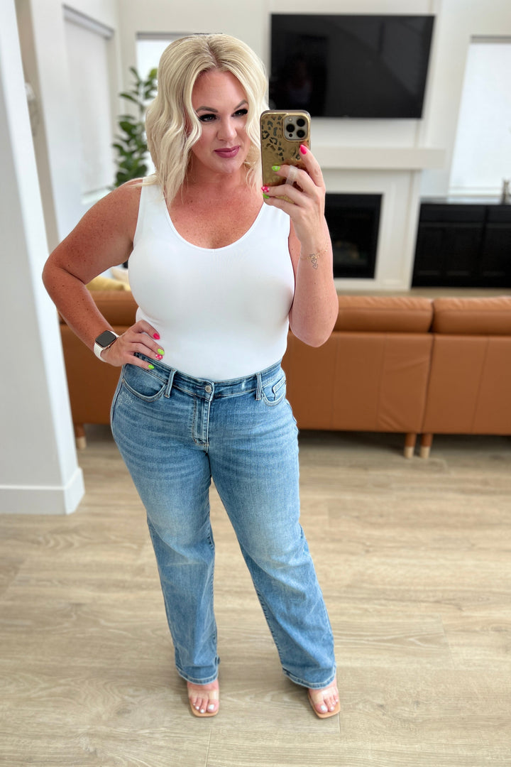 Judy Blue Esther Mid Rise Contrast Wash Wide Leg Jeans-Jeans-Krush Kandy, Women's Online Fashion Boutique Located in Phoenix, Arizona (Scottsdale Area)
