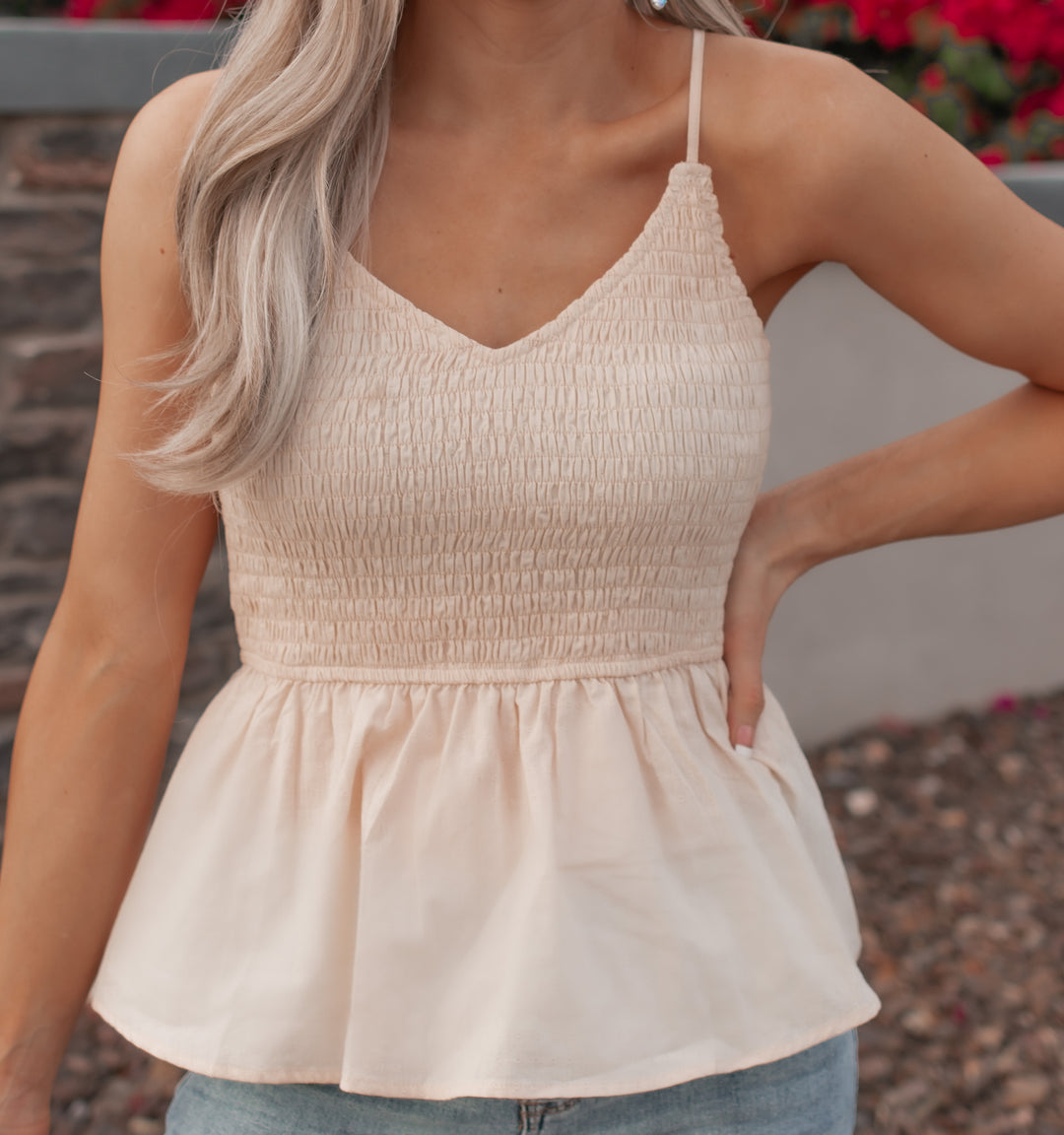 Bibi Eyelet Woven Sleeveless Elasticized Top | S-XL-Tanks-Krush Kandy, Women's Online Fashion Boutique Located in Phoenix, Arizona (Scottsdale Area)