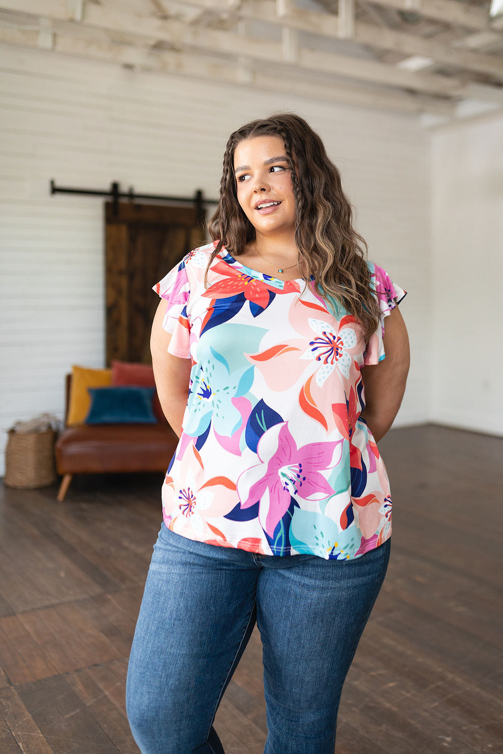 Impossible to Ignore Floral Blouse-Short Sleeve Tops-Krush Kandy, Women's Online Fashion Boutique Located in Phoenix, Arizona (Scottsdale Area)