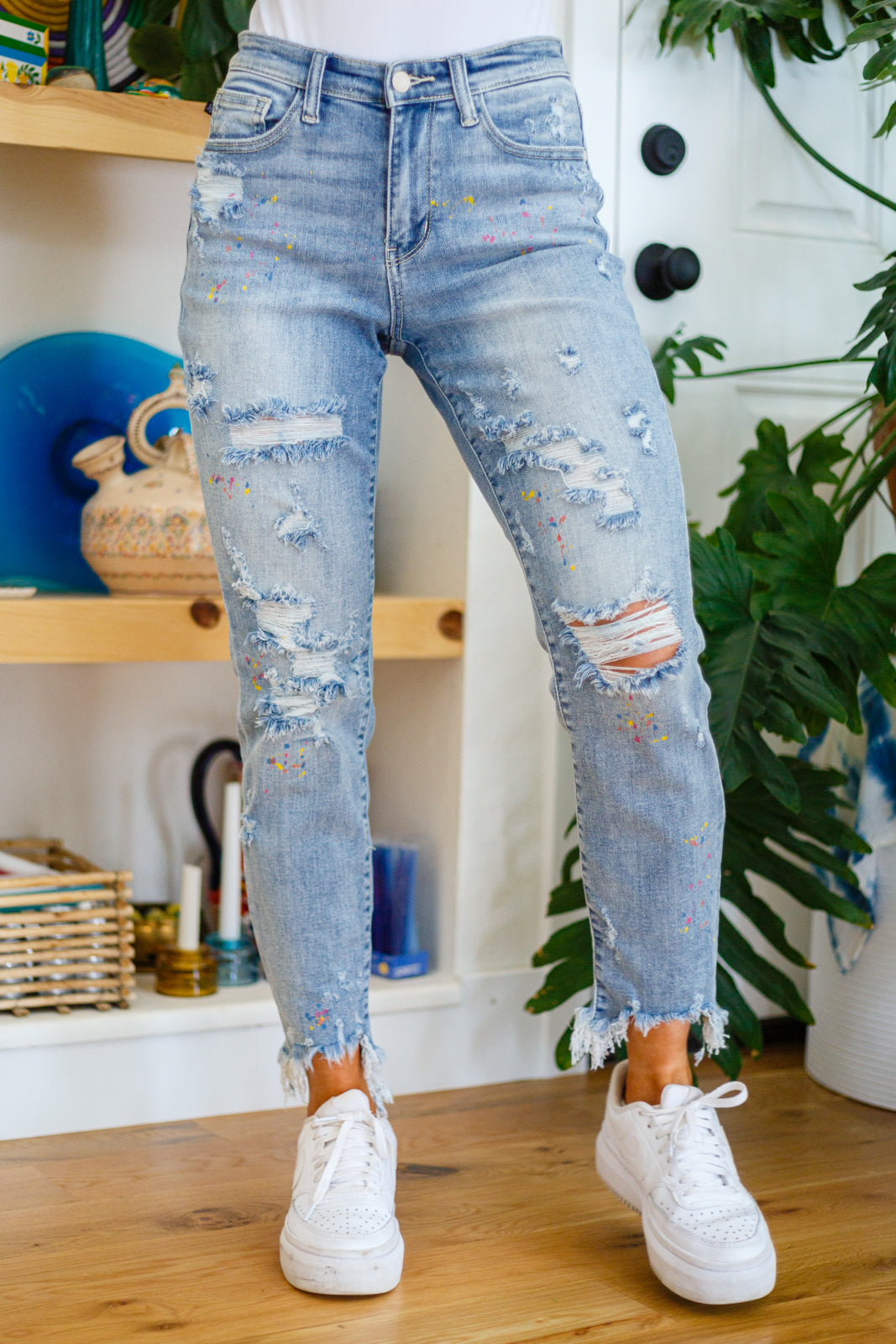 Judy Blue Isabella Paint Splatter Boyfriend Jeans-Jeans-Krush Kandy, Women's Online Fashion Boutique Located in Phoenix, Arizona (Scottsdale Area)