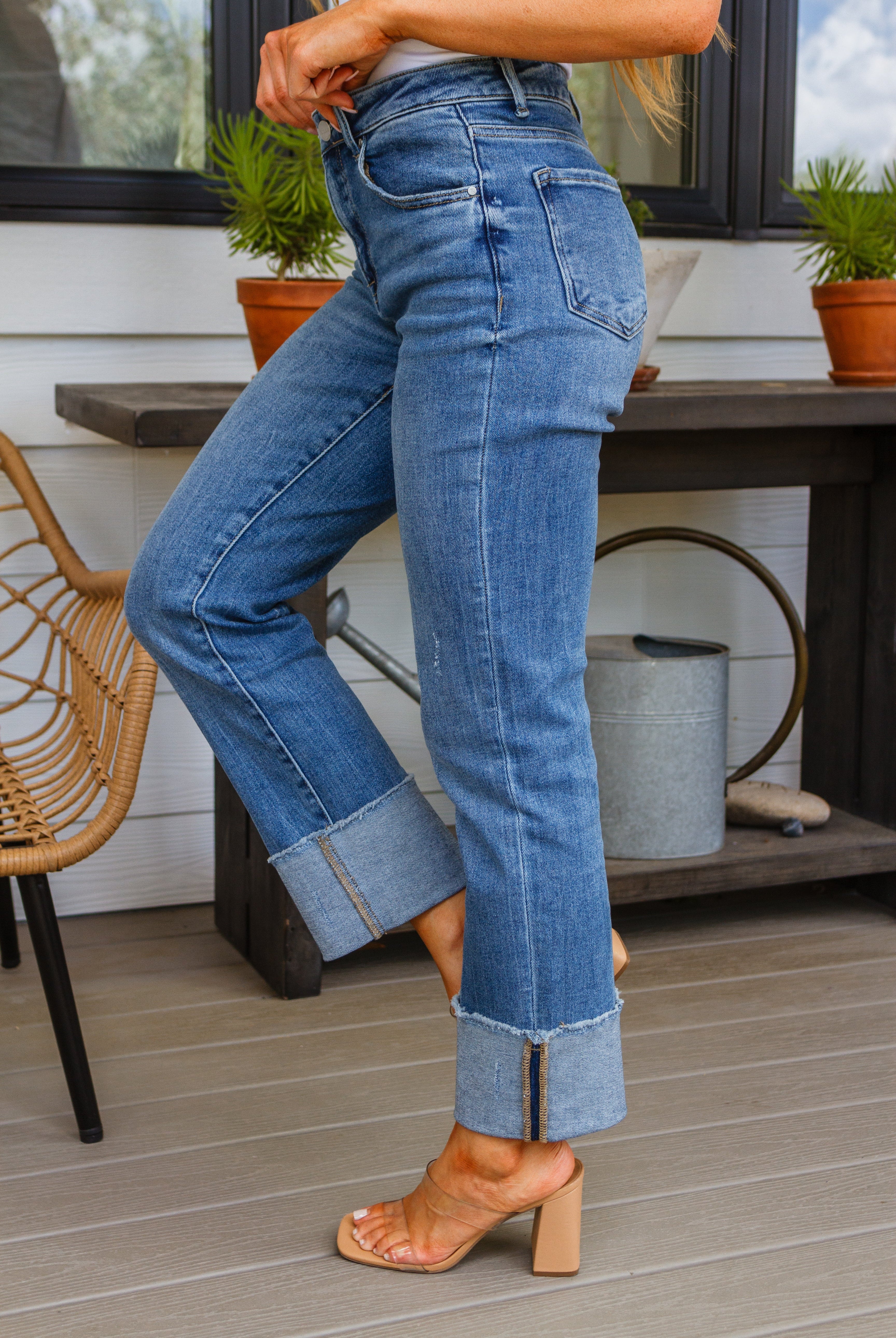 Risen Jones High Rise Cuffed Straight Jeans-Jeans-Krush Kandy, Women's Online Fashion Boutique Located in Phoenix, Arizona (Scottsdale Area)