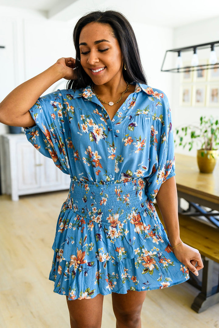 Lanikai Floral Button Down-Short Sleeve Tops-Krush Kandy, Women's Online Fashion Boutique Located in Phoenix, Arizona (Scottsdale Area)