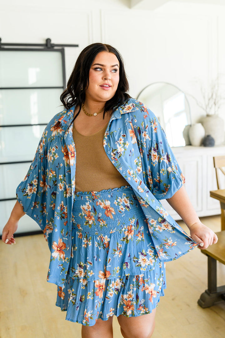 Lanikai Floral Button Down-Short Sleeve Tops-Krush Kandy, Women's Online Fashion Boutique Located in Phoenix, Arizona (Scottsdale Area)