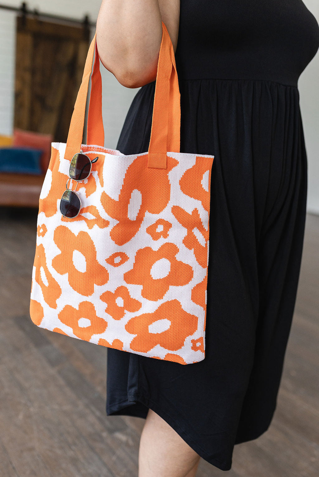 Lazy Daisy Knit Bag in Orange-Purses & Bags-Krush Kandy, Women's Online Fashion Boutique Located in Phoenix, Arizona (Scottsdale Area)