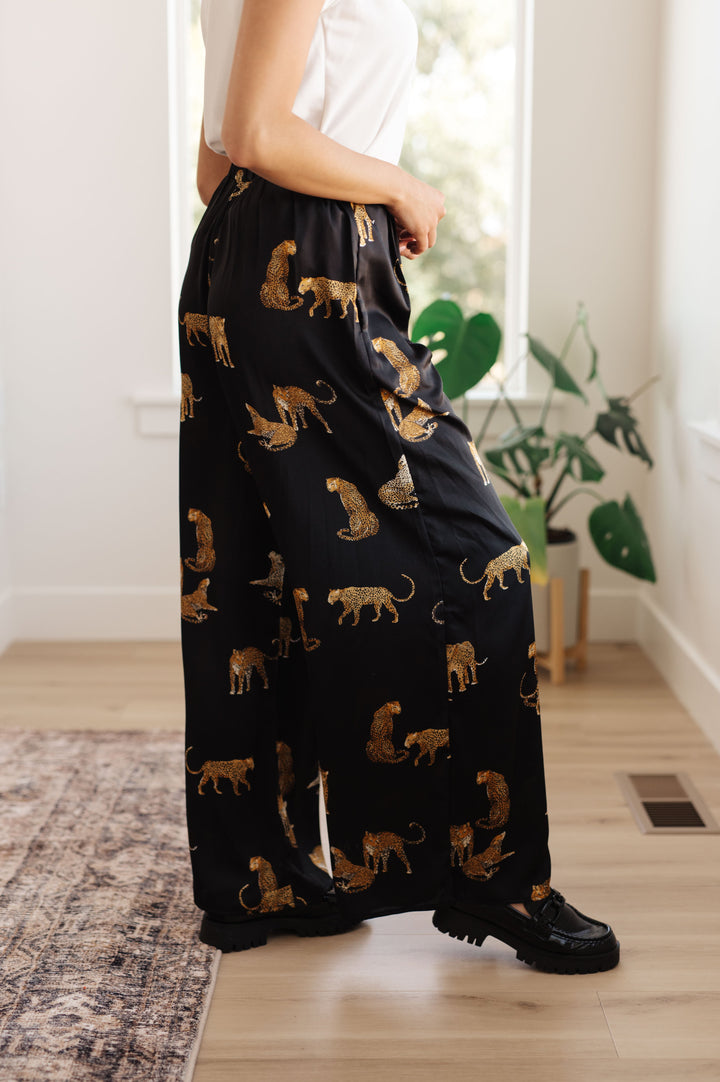 Legendary in Leopard Satin Wide Leg Pants-Pants-Krush Kandy, Women's Online Fashion Boutique Located in Phoenix, Arizona (Scottsdale Area)