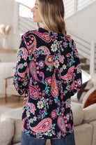 Little Lovely Blouse in Navy Paisley-Long Sleeve Tops-Krush Kandy, Women's Online Fashion Boutique Located in Phoenix, Arizona (Scottsdale Area)