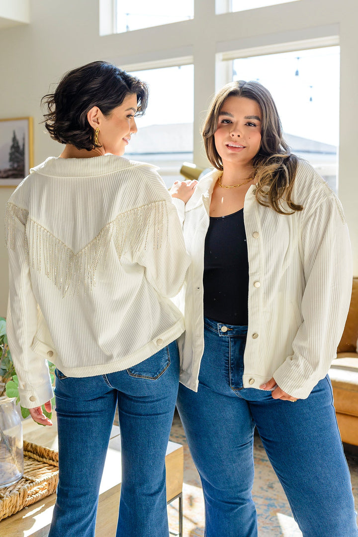 Loretta Rhinestone Fringe Jacket-Jackets-Krush Kandy, Women's Online Fashion Boutique Located in Phoenix, Arizona (Scottsdale Area)