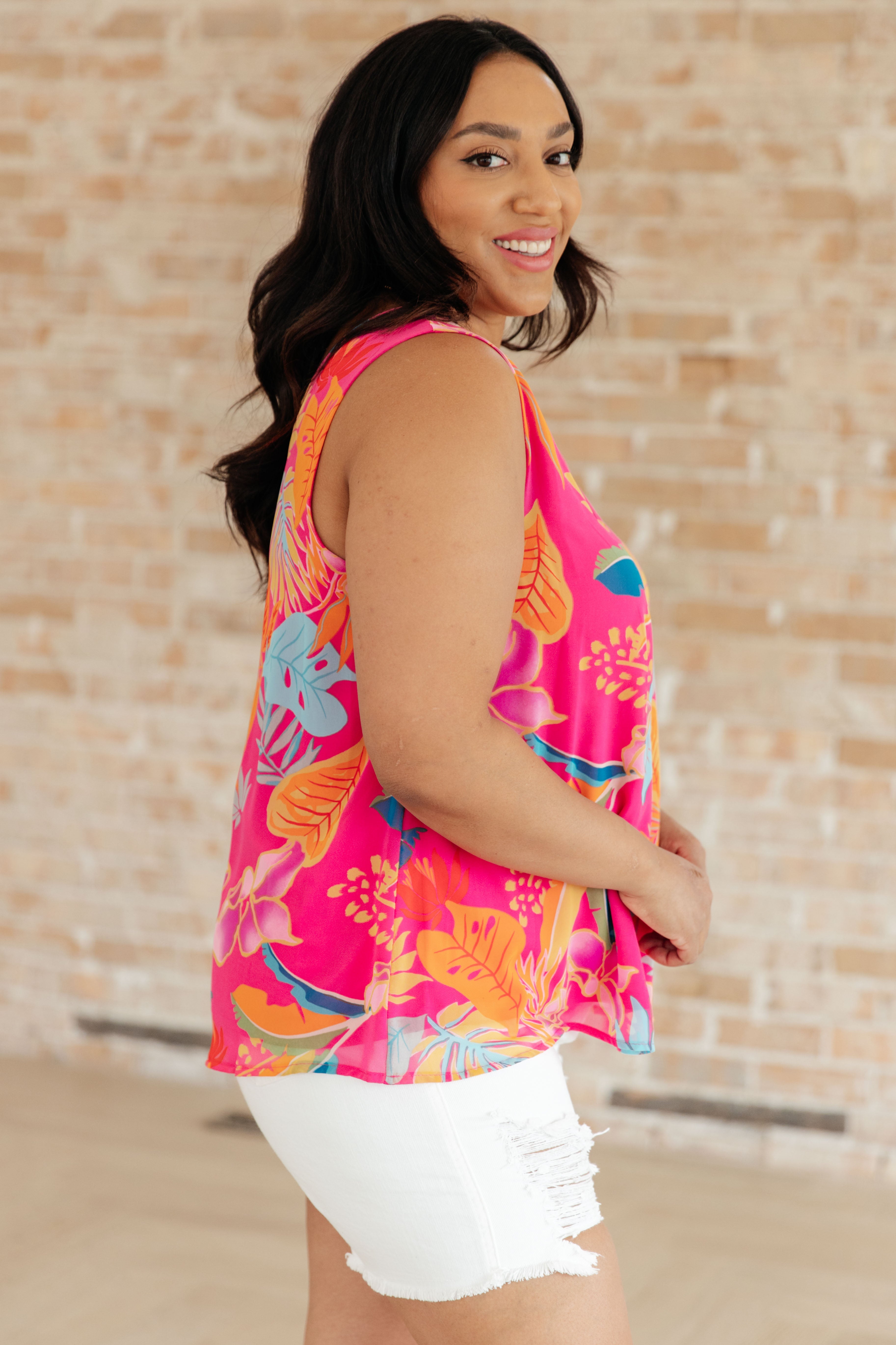 Love Me Like You Do Floral Sleeveless Blouse-Short Sleeve Tops-Krush Kandy, Women's Online Fashion Boutique Located in Phoenix, Arizona (Scottsdale Area)
