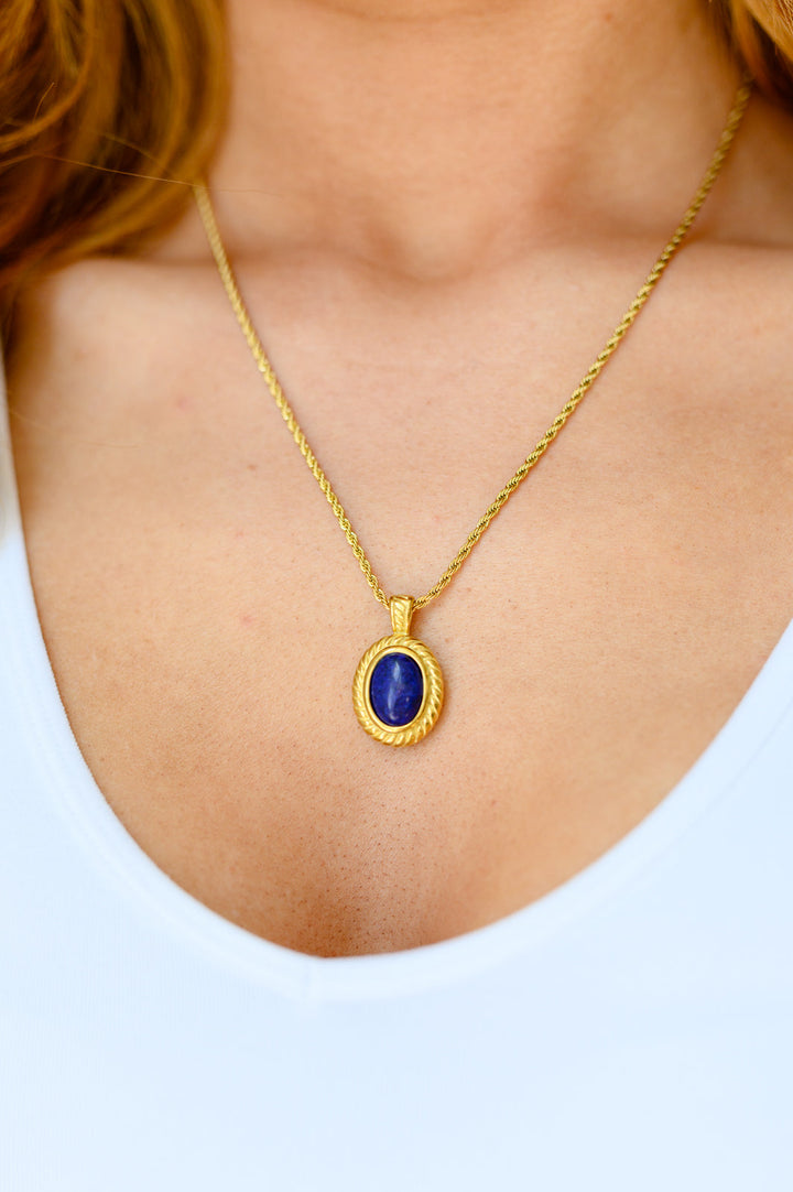 Lovely Lapis Lazuli Pendent Necklace-Necklaces-Krush Kandy, Women's Online Fashion Boutique Located in Phoenix, Arizona (Scottsdale Area)