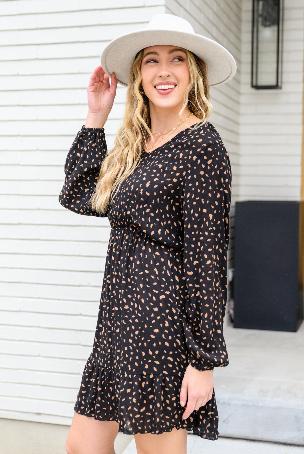Make Your Happiness Long Sleeve Dress in Black-Dresses-Krush Kandy, Women's Online Fashion Boutique Located in Phoenix, Arizona (Scottsdale Area)