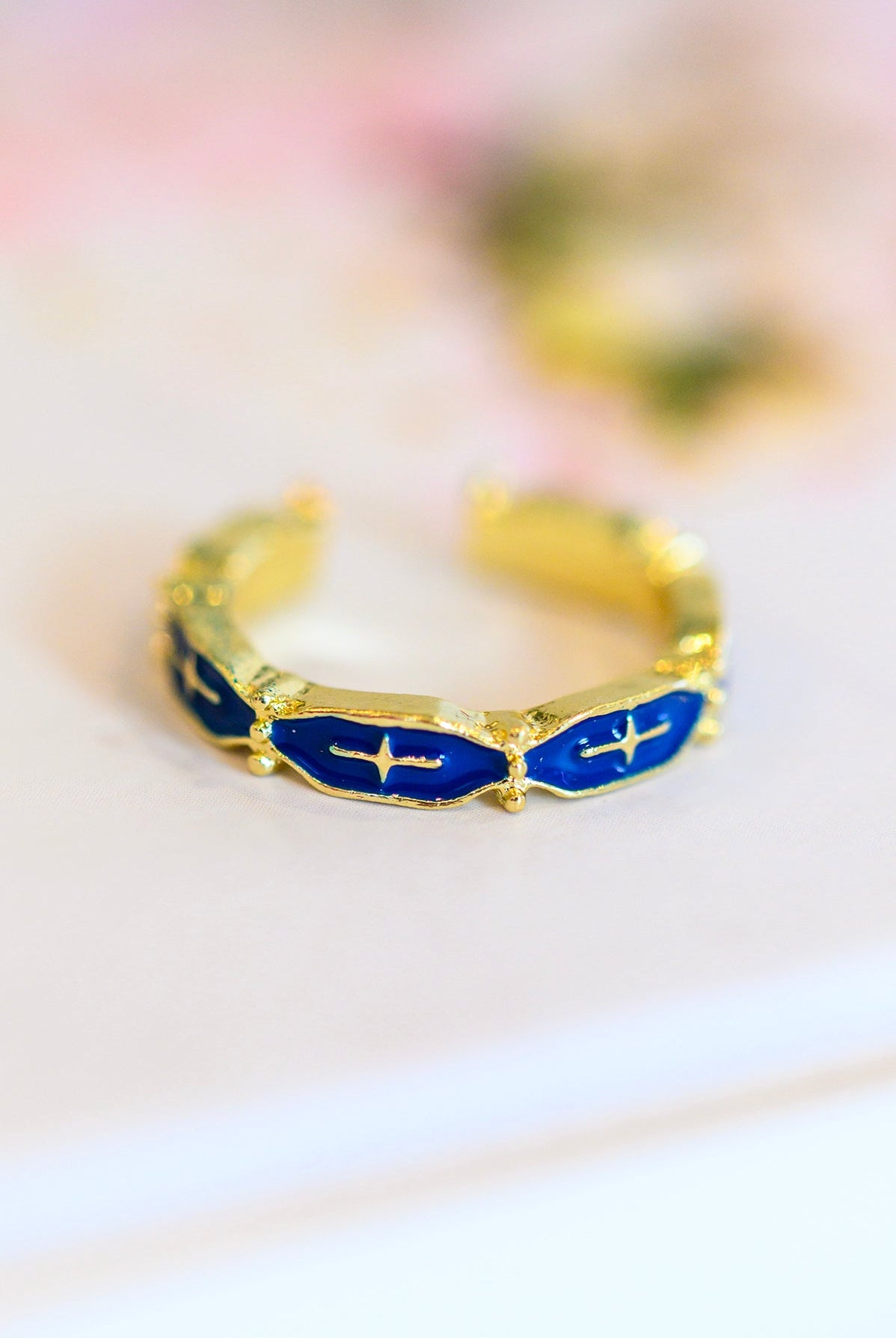 Mariana Hand Crafted Blue Cross Ring-Rings-Krush Kandy, Women's Online Fashion Boutique Located in Phoenix, Arizona (Scottsdale Area)
