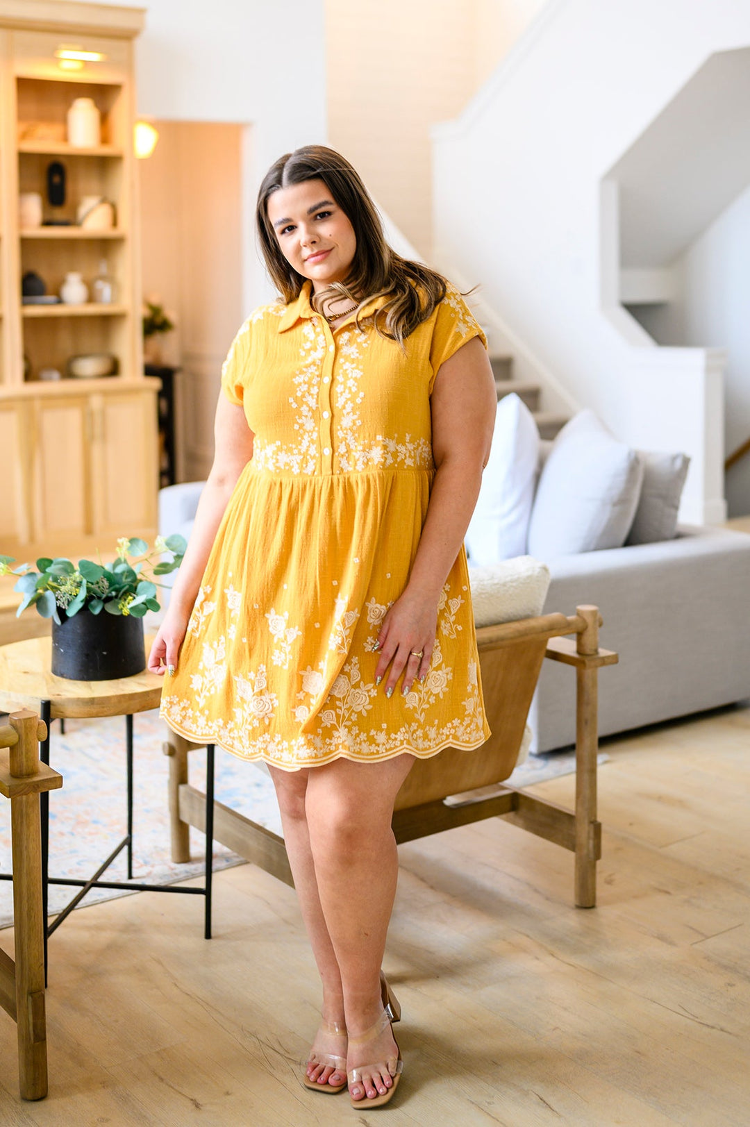 Marigold Embroidered Dress-Dresses-Krush Kandy, Women's Online Fashion Boutique Located in Phoenix, Arizona (Scottsdale Area)