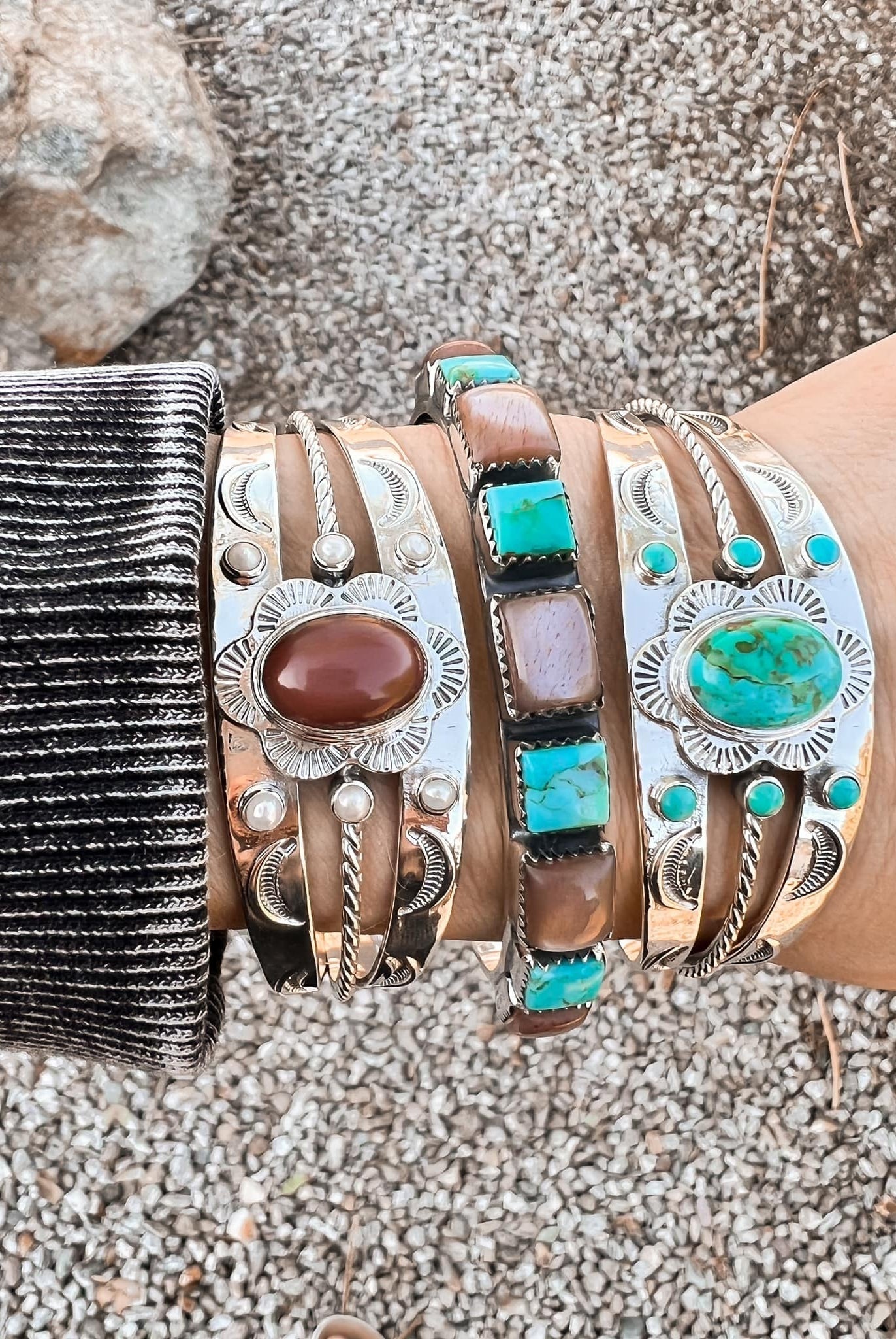 Must Have Sterling Silver Stone Cuff | PREORDER NOW OPEN!-Bracelets-Krush Kandy, Women's Online Fashion Boutique Located in Phoenix, Arizona (Scottsdale Area)
