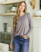 Me Time Long Sleeve Top-Long Sleeve Tops-Krush Kandy, Women's Online Fashion Boutique Located in Phoenix, Arizona (Scottsdale Area)