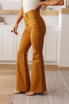 Judy Blue Melinda High Rise Control Top Flare Jeans in Marigold Yellow-Jeans-Krush Kandy, Women's Online Fashion Boutique Located in Phoenix, Arizona (Scottsdale Area)