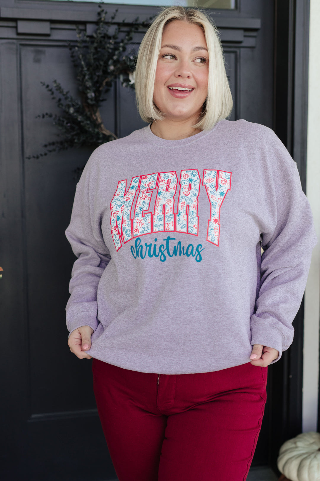 Merry Christmas Sweatshirt in Grey-Sweatshirts-Krush Kandy, Women's Online Fashion Boutique Located in Phoenix, Arizona (Scottsdale Area)