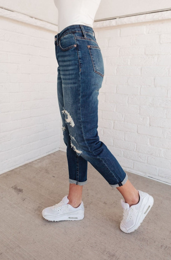 Judy Blue Mid-Rise Thermal Boyfriend Jeans | PLUS/REG-Jeans-Krush Kandy, Women's Online Fashion Boutique Located in Phoenix, Arizona (Scottsdale Area)