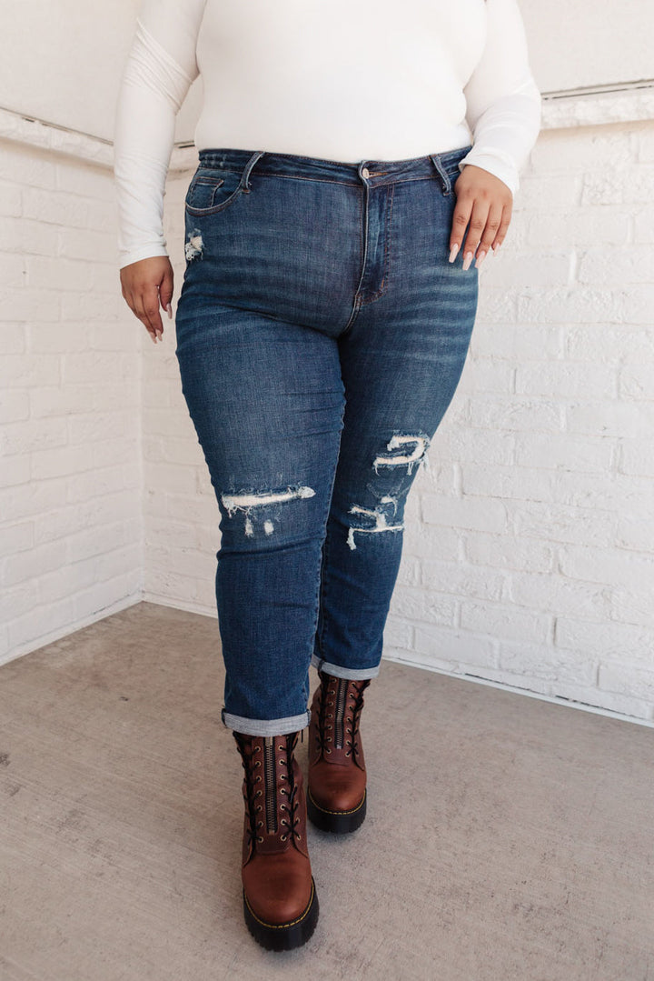 Judy Blue Mid-Rise Thermal Boyfriend Jeans | PLUS/REG-Jeans-Krush Kandy, Women's Online Fashion Boutique Located in Phoenix, Arizona (Scottsdale Area)