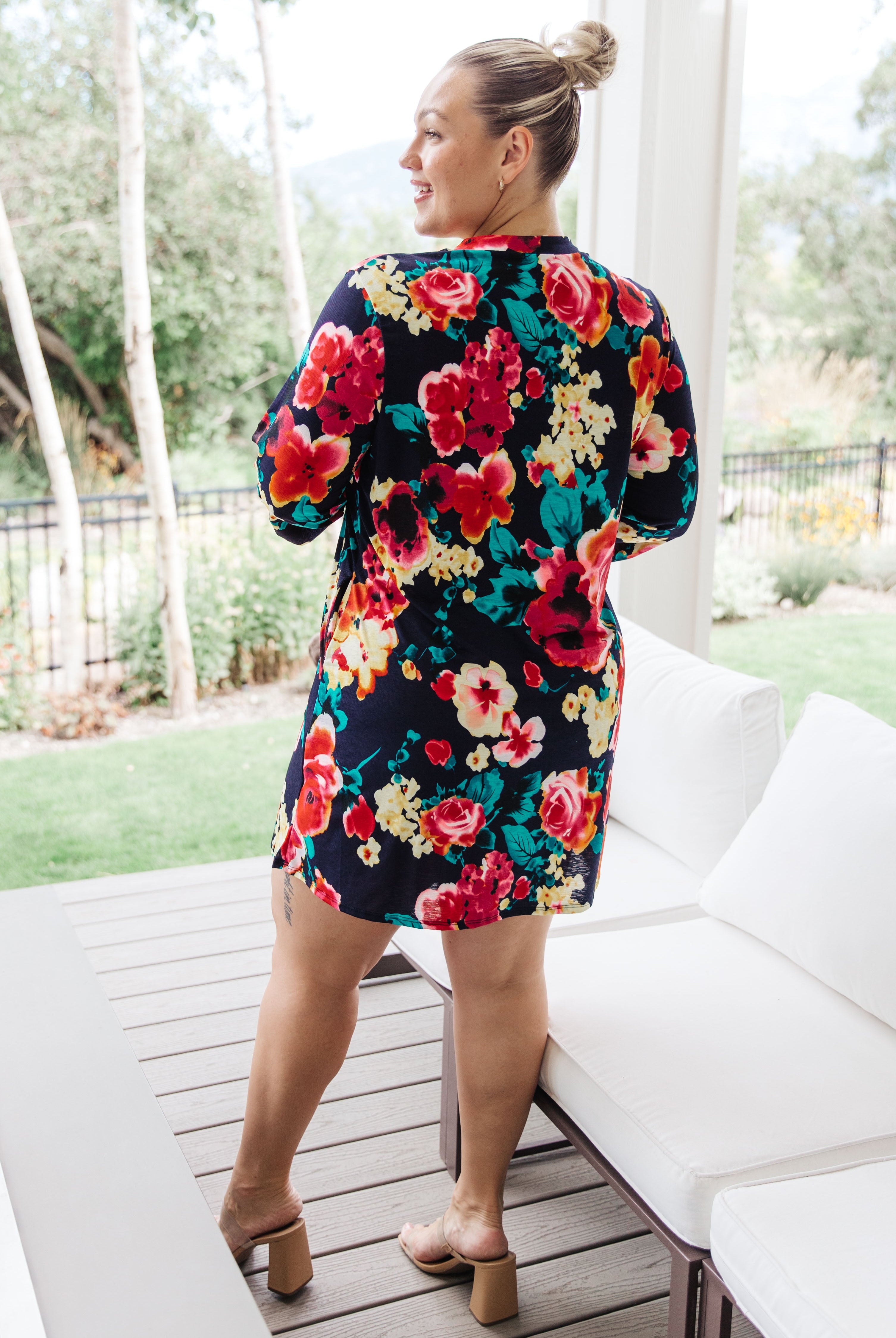 Moonlit Garden Floral Midi Dress-Dresses-Krush Kandy, Women's Online Fashion Boutique Located in Phoenix, Arizona (Scottsdale Area)