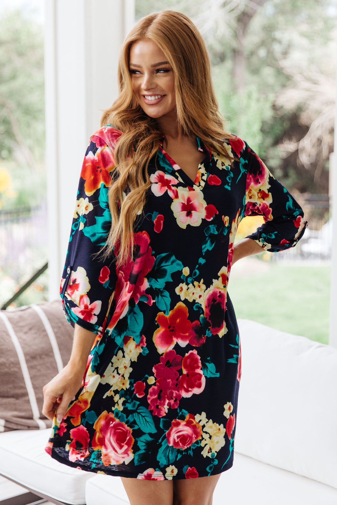 Moonlit Garden Floral Midi Dress-Dresses-Krush Kandy, Women's Online Fashion Boutique Located in Phoenix, Arizona (Scottsdale Area)