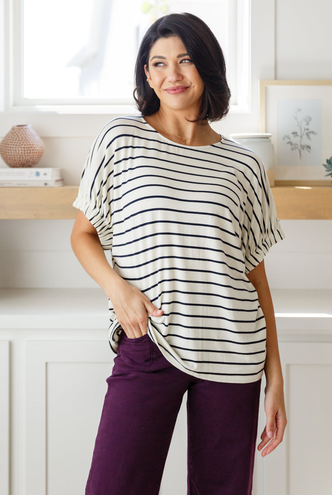 Much Ado About Nothing Striped Top-Short Sleeve Tops-Krush Kandy, Women's Online Fashion Boutique Located in Phoenix, Arizona (Scottsdale Area)