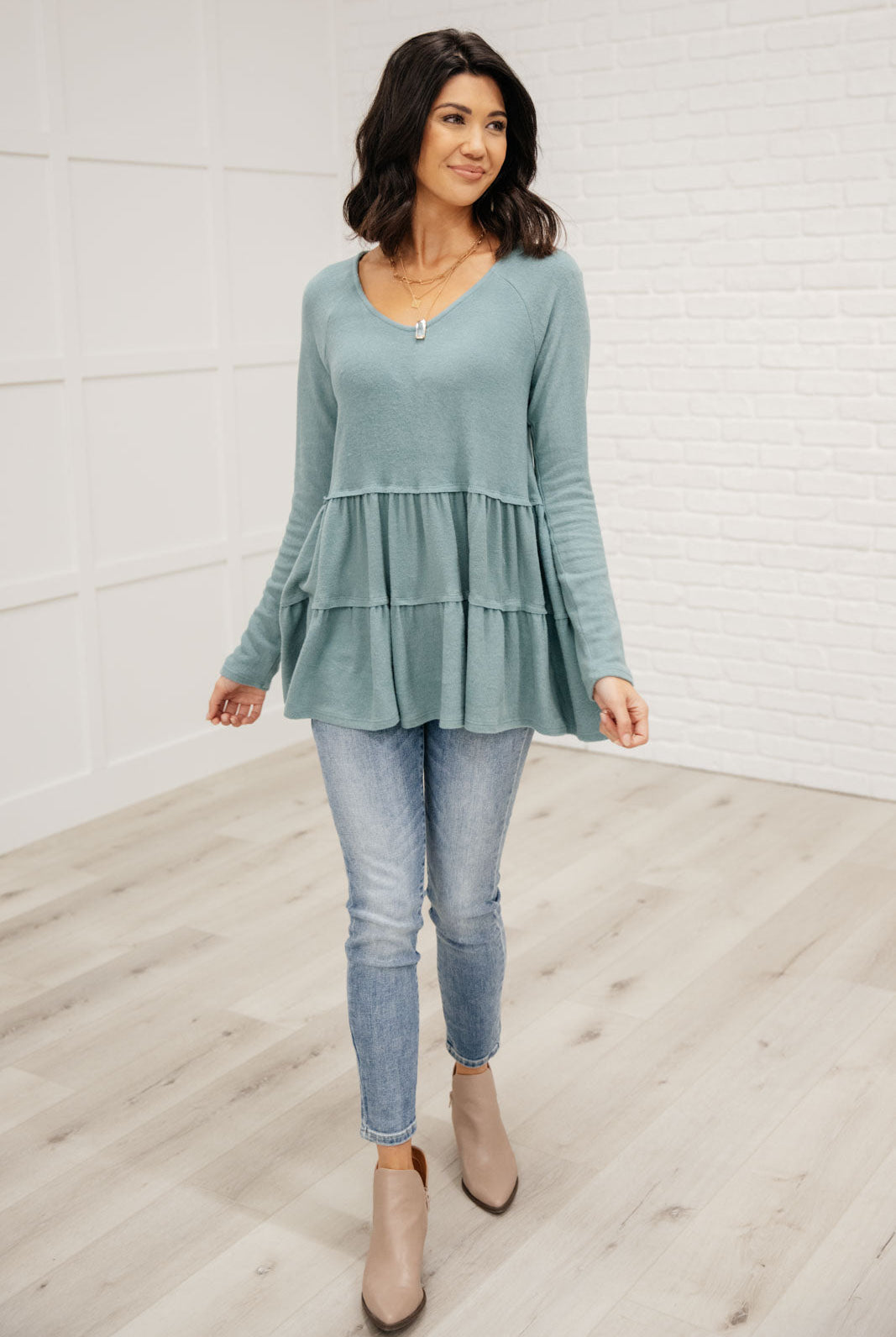 Nicely Done Tiered Top-Long Sleeve Tops-Krush Kandy, Women's Online Fashion Boutique Located in Phoenix, Arizona (Scottsdale Area)