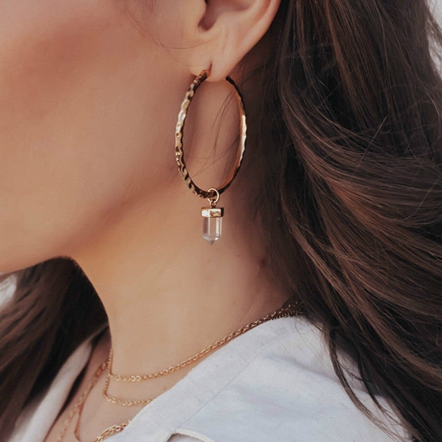 Crystal Hoop Earrings with Pendant-Hoop Earrings-Krush Kandy, Women's Online Fashion Boutique Located in Phoenix, Arizona (Scottsdale Area)