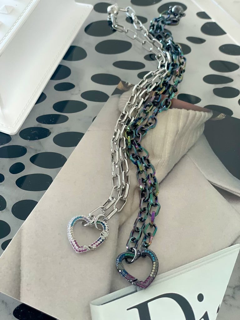 Multi Color CZ Heart Magnetic Necklace-Necklaces-Krush Kandy, Women's Online Fashion Boutique Located in Phoenix, Arizona (Scottsdale Area)