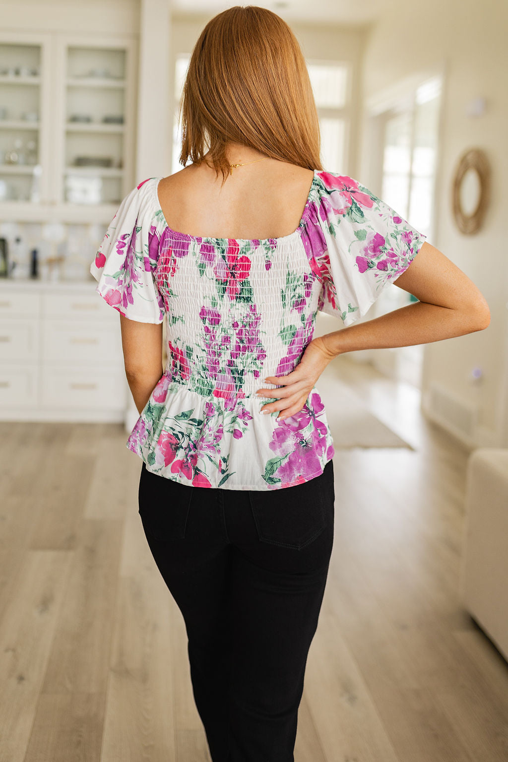 Oh So Simple Floral Blouse-Short Sleeve Tops-Krush Kandy, Women's Online Fashion Boutique Located in Phoenix, Arizona (Scottsdale Area)