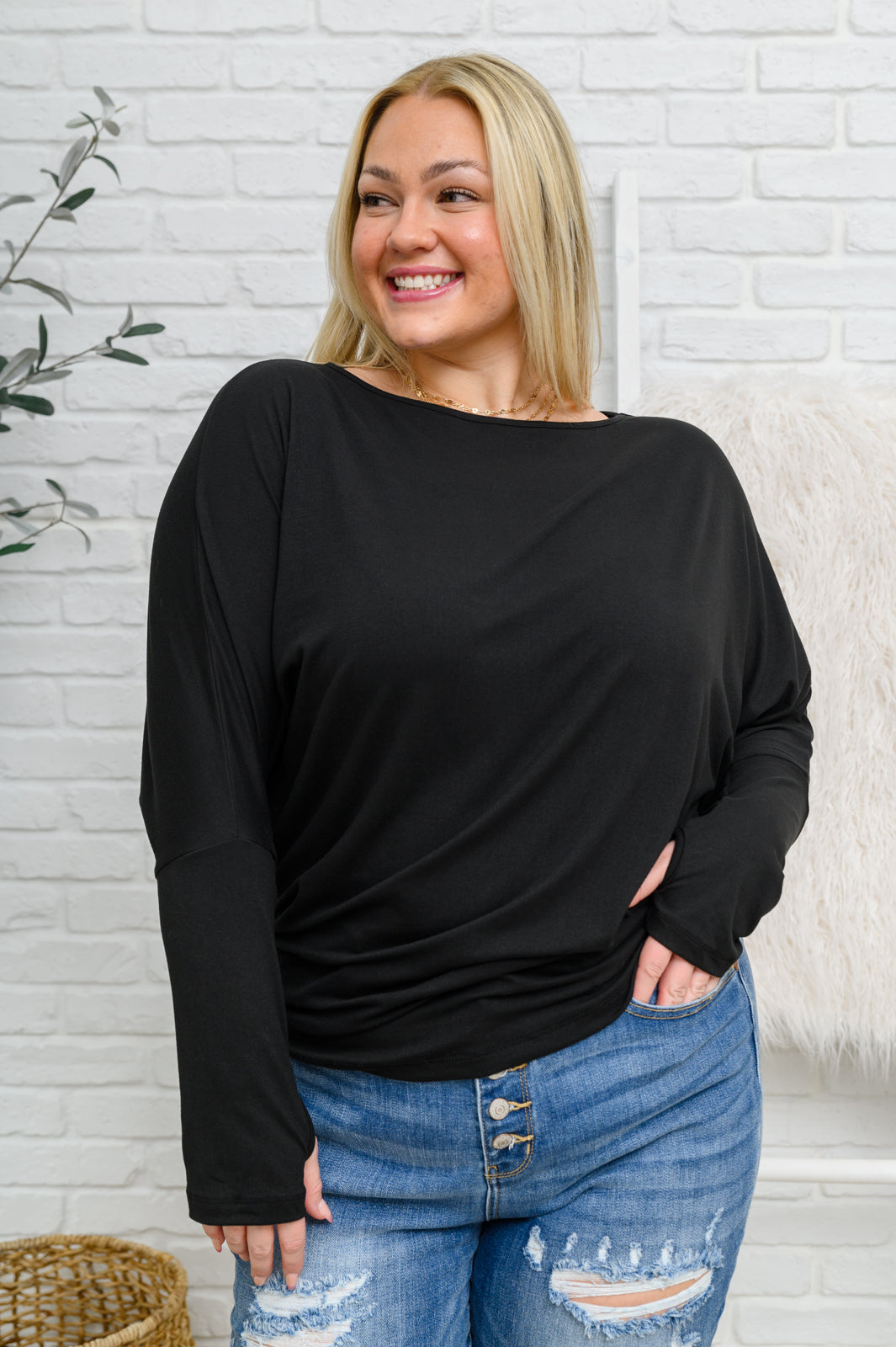 Olyvia Long Sleeve Top In Black | S - 3XL-Long Sleeve Tops-Krush Kandy, Women's Online Fashion Boutique Located in Phoenix, Arizona (Scottsdale Area)