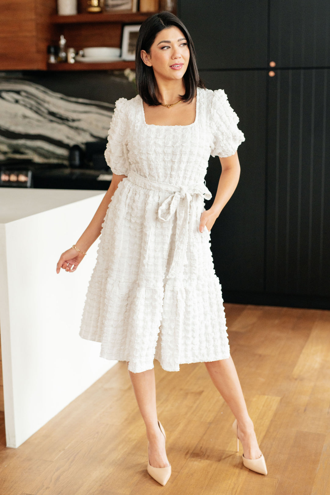 On Cloud Nine Bubble Midi Dress-Dresses-Krush Kandy, Women's Online Fashion Boutique Located in Phoenix, Arizona (Scottsdale Area)