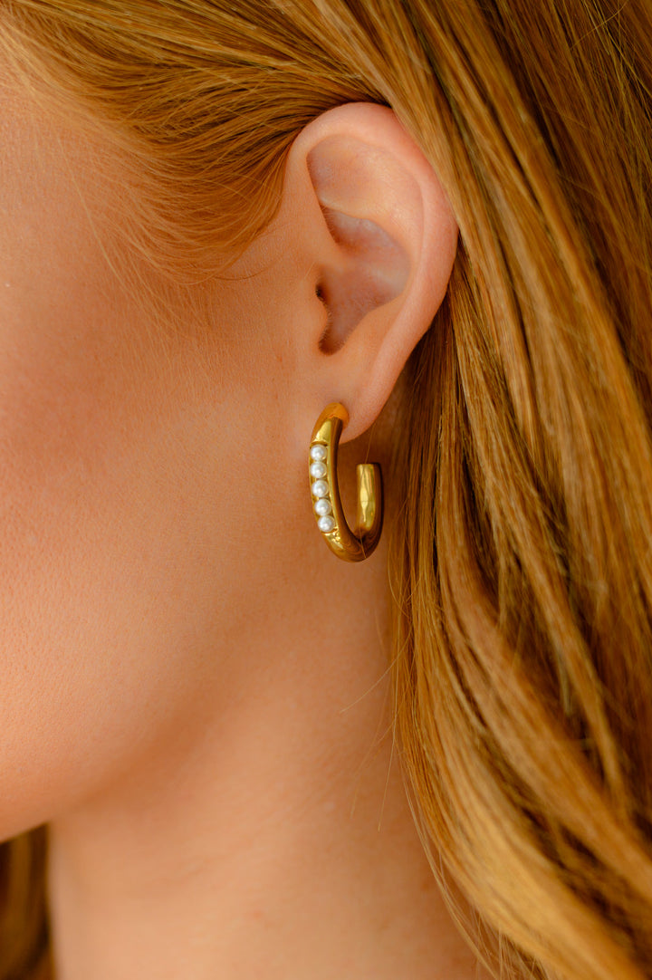 Pearls In Line Earrings-Earrings-Krush Kandy, Women's Online Fashion Boutique Located in Phoenix, Arizona (Scottsdale Area)