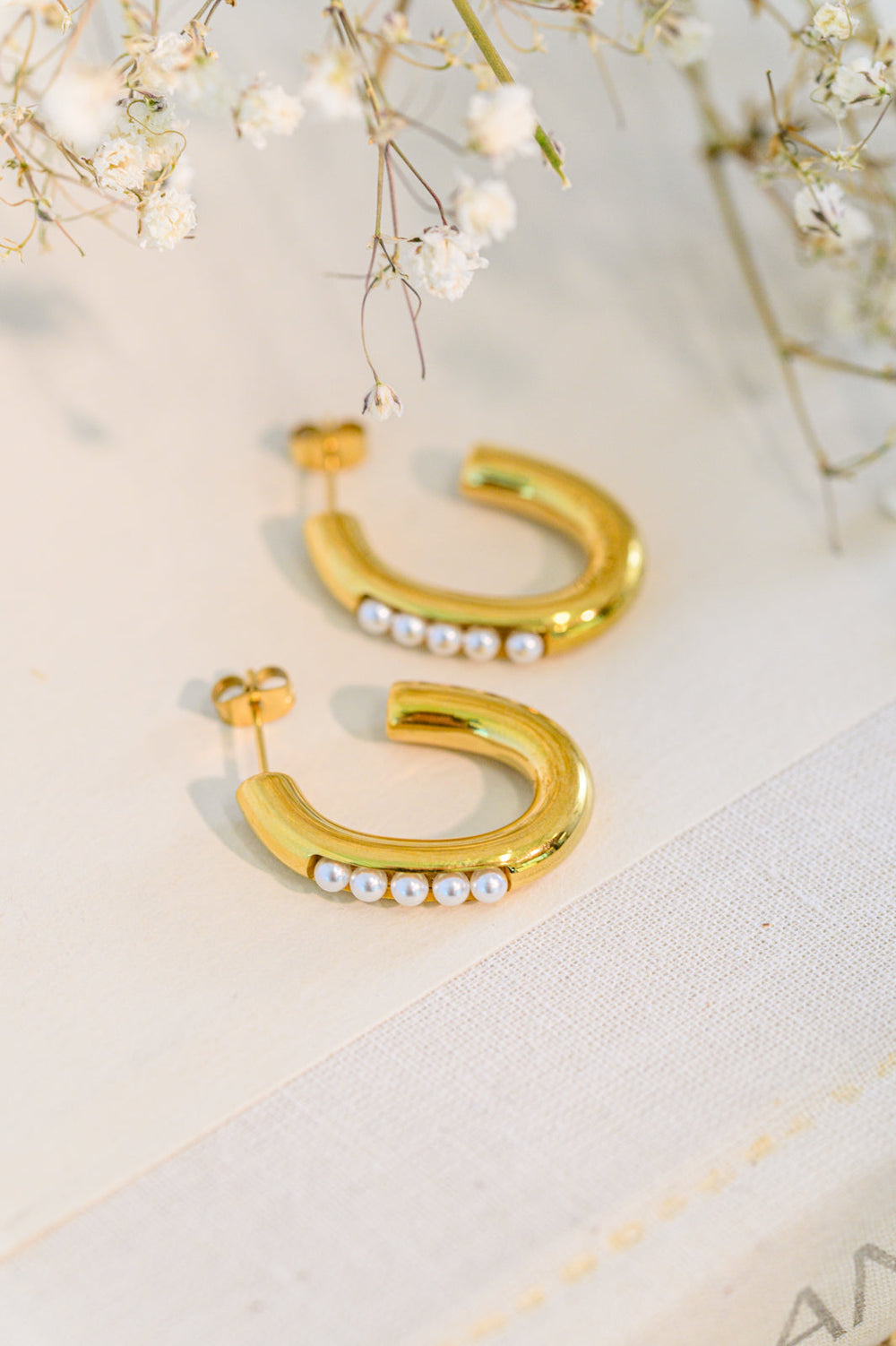 Pearls In Line Earrings-Earrings-Krush Kandy, Women's Online Fashion Boutique Located in Phoenix, Arizona (Scottsdale Area)