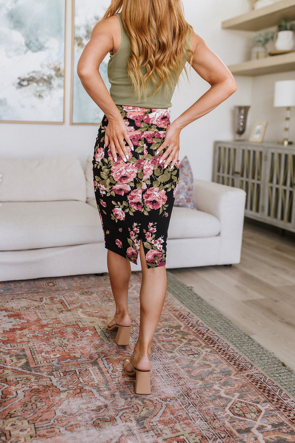 Perfectly Pristine Floral Pencil Skirt-Skirts-Krush Kandy, Women's Online Fashion Boutique Located in Phoenix, Arizona (Scottsdale Area)