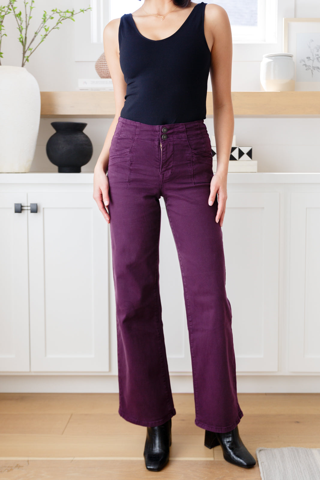 Petunia High Rise Wide Leg Jeans in Plum-Jeans-Krush Kandy, Women's Online Fashion Boutique Located in Phoenix, Arizona (Scottsdale Area)