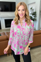 Lizzy Top in Emerald Pink Floral-Long Sleeve Tops-Krush Kandy, Women's Online Fashion Boutique Located in Phoenix, Arizona (Scottsdale Area)