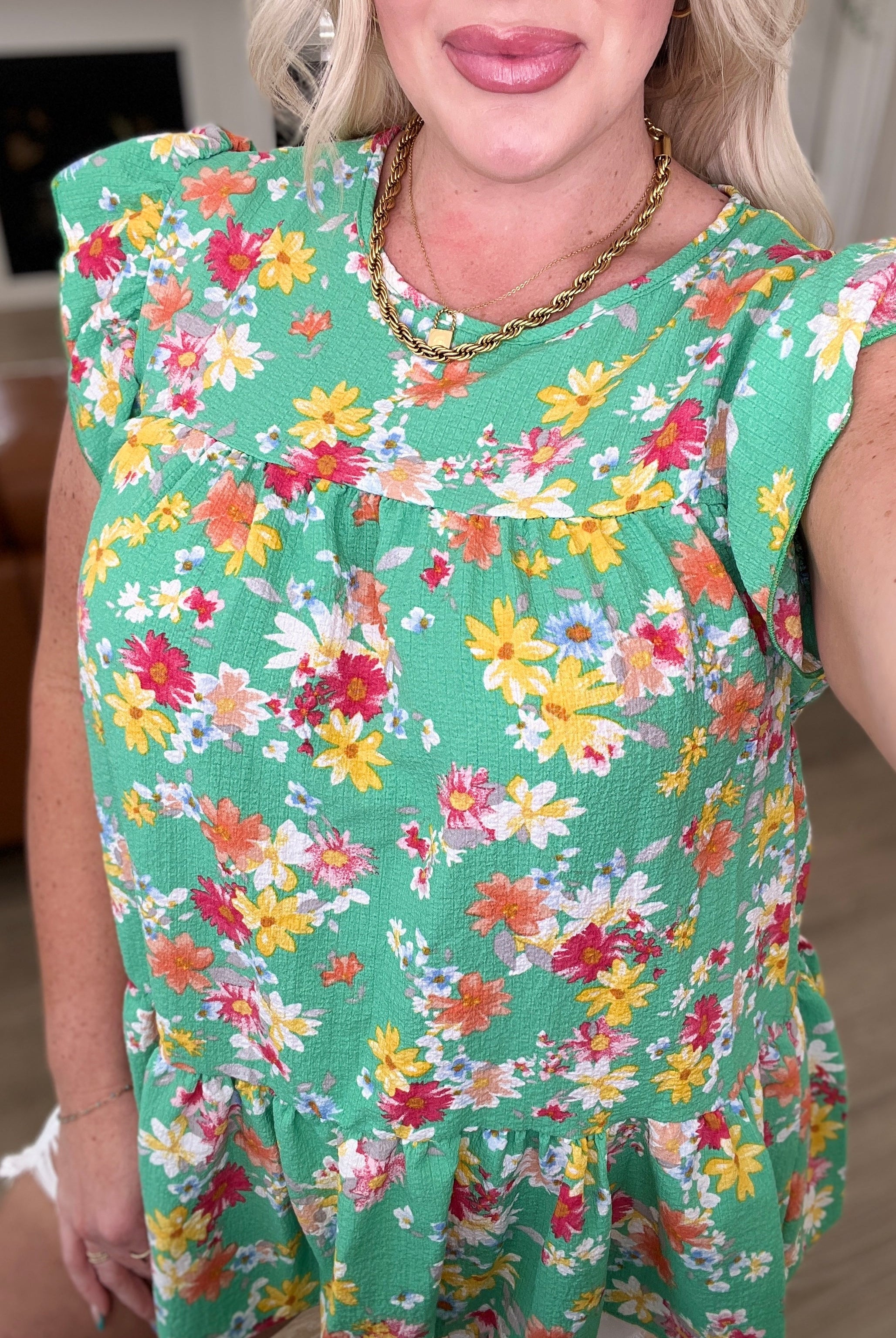 Understanding the Assignment Floral Babydoll Top in Green-Short Sleeve Tops-Krush Kandy, Women's Online Fashion Boutique Located in Phoenix, Arizona (Scottsdale Area)
