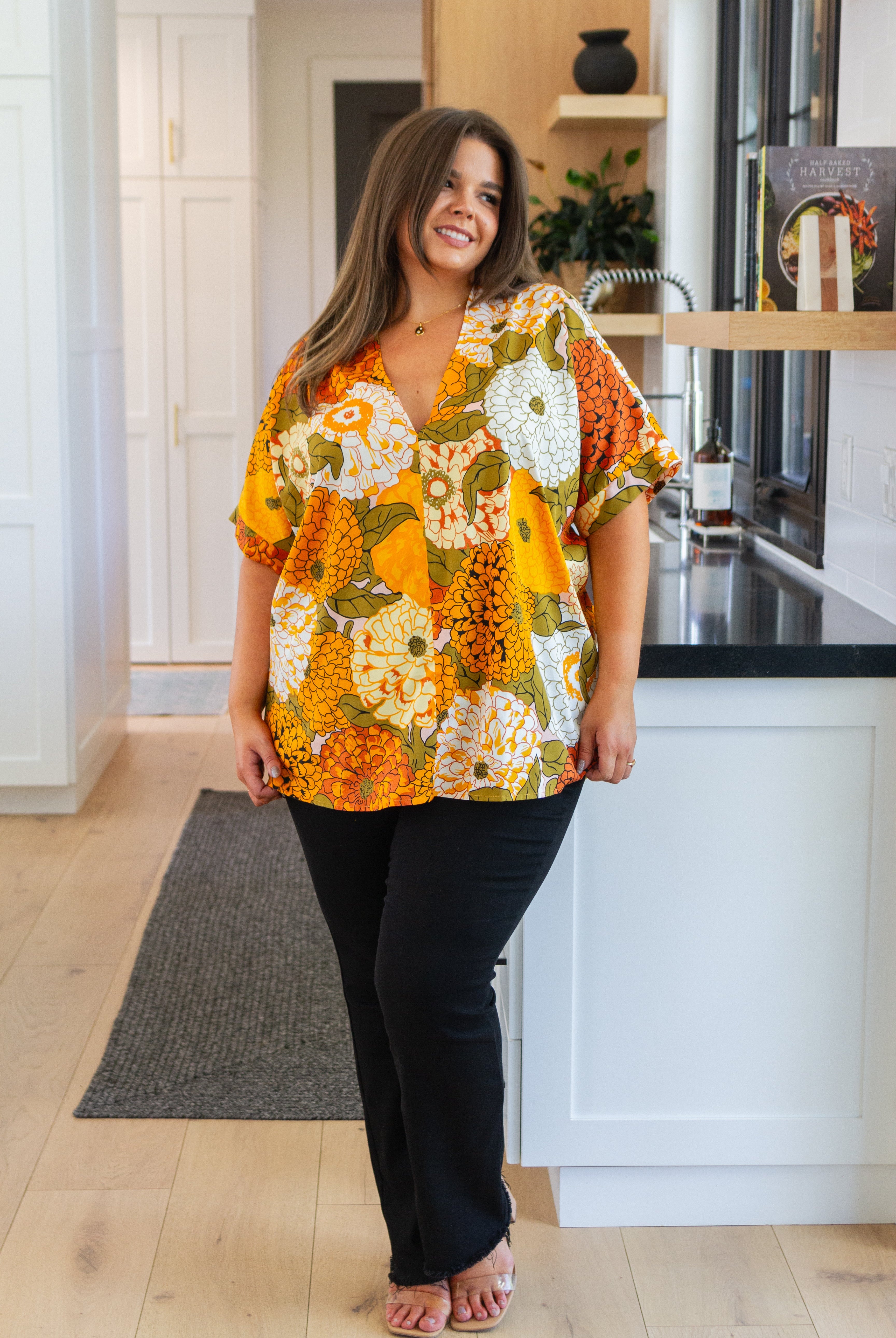 Picking Blooms Blouse in Amber Mix-Short Sleeve Tops-Krush Kandy, Women's Online Fashion Boutique Located in Phoenix, Arizona (Scottsdale Area)