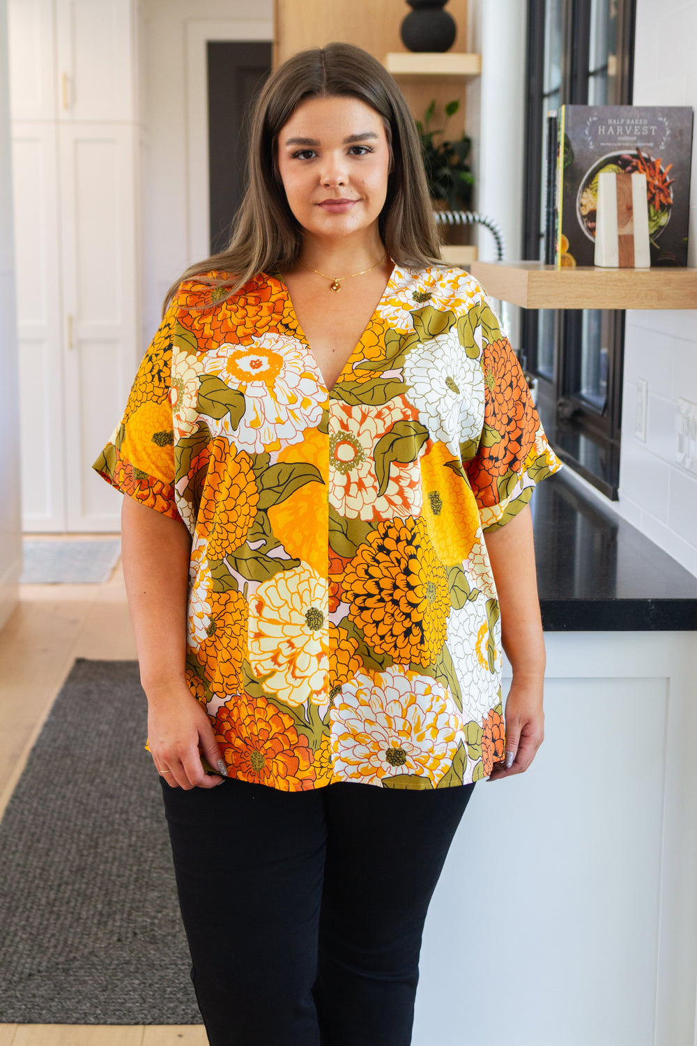 Picking Blooms Blouse in Amber Mix-Short Sleeve Tops-Krush Kandy, Women's Online Fashion Boutique Located in Phoenix, Arizona (Scottsdale Area)