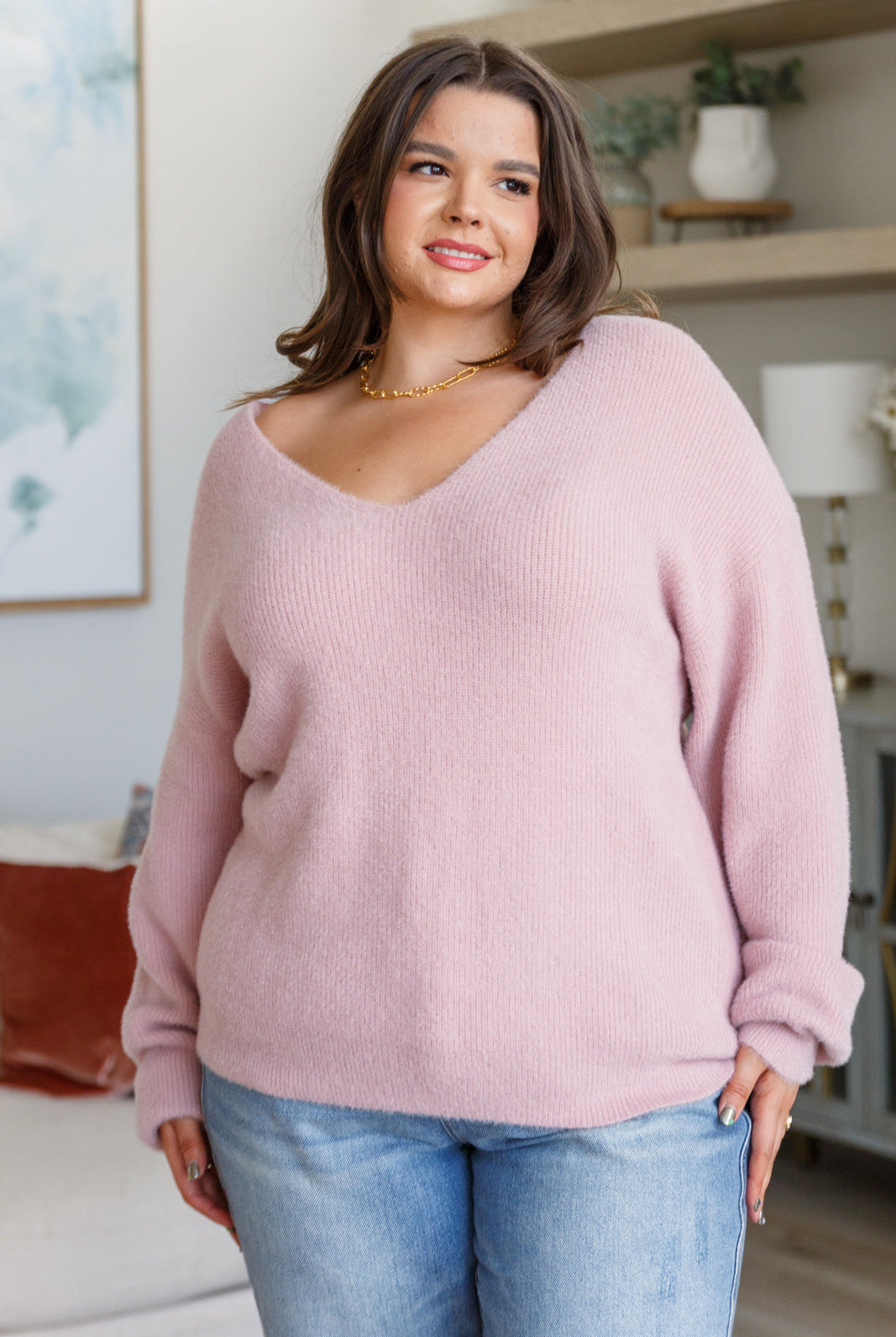 Plush Feelings V-Neck Sweater-Sweaters-Krush Kandy, Women's Online Fashion Boutique Located in Phoenix, Arizona (Scottsdale Area)