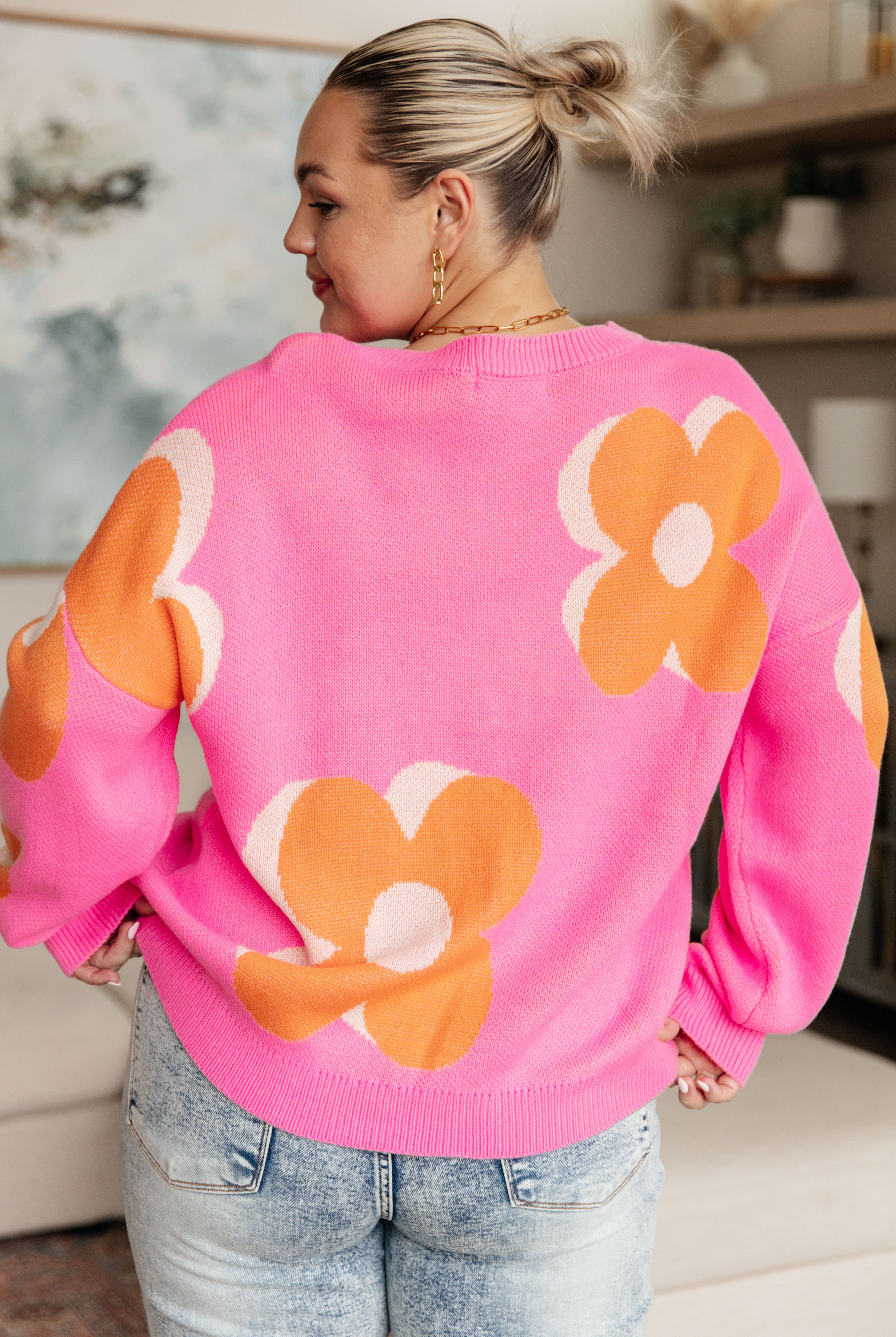 Quietly Bold Mod Floral Sweater-Sweaters-Krush Kandy, Women's Online Fashion Boutique Located in Phoenix, Arizona (Scottsdale Area)