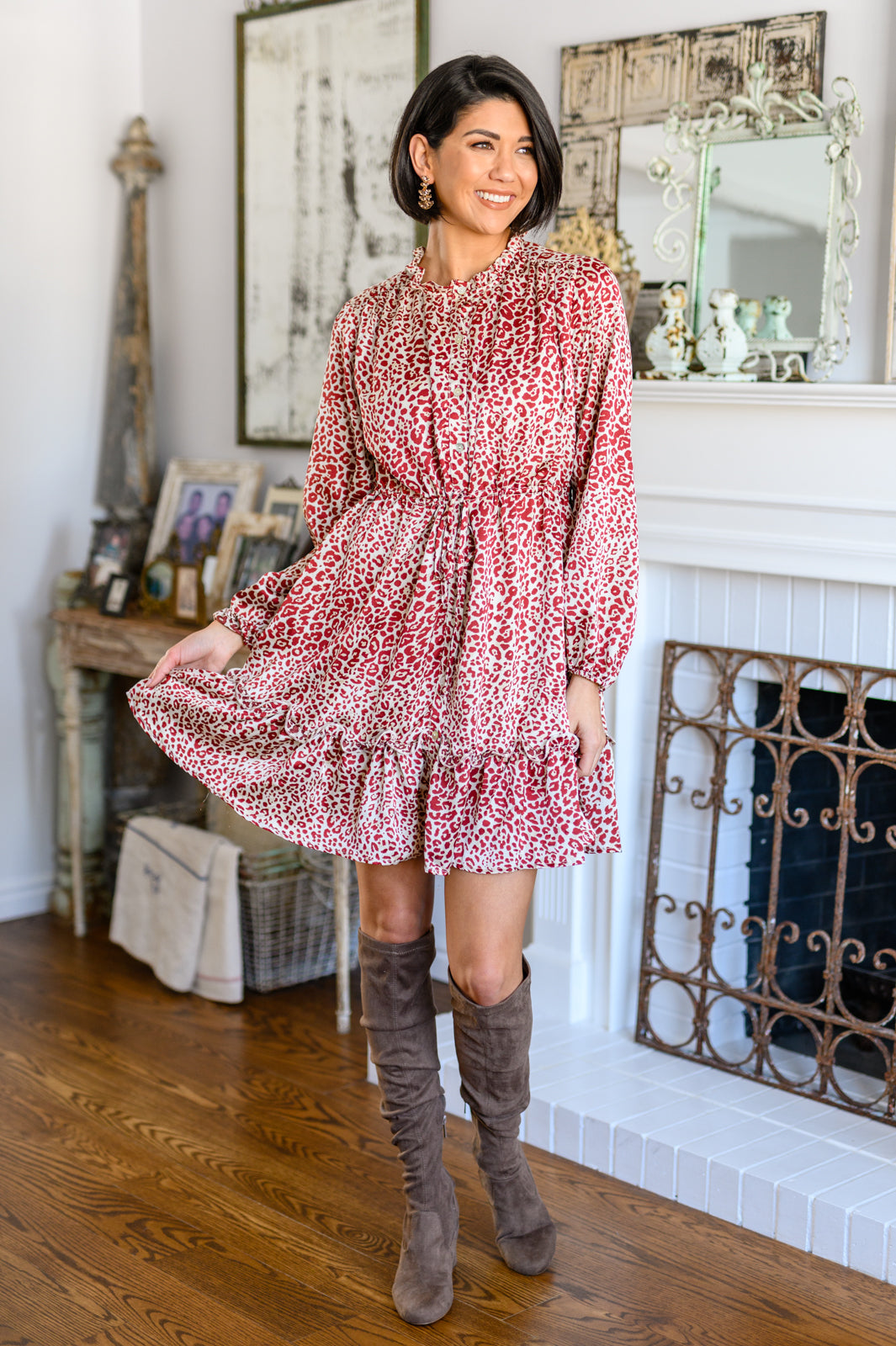Rayven Animal Print Dress in Burgundy | S-3XL-Dresses-Krush Kandy, Women's Online Fashion Boutique Located in Phoenix, Arizona (Scottsdale Area)
