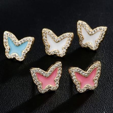 (3 Colors) Pretty Little Enamel Butterfly Stud Earrings-Earrings-Krush Kandy, Women's Online Fashion Boutique Located in Phoenix, Arizona (Scottsdale Area)