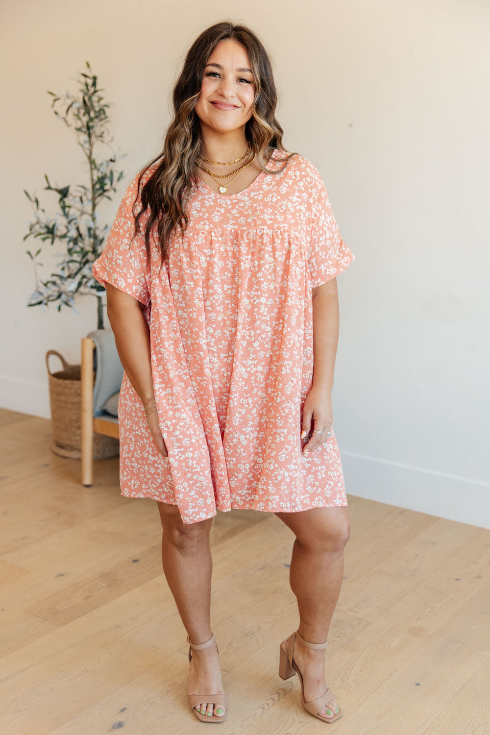 Rodeo Lights Dolman Sleeve Dress in Coral Floral-Dresses-Krush Kandy, Women's Online Fashion Boutique Located in Phoenix, Arizona (Scottsdale Area)