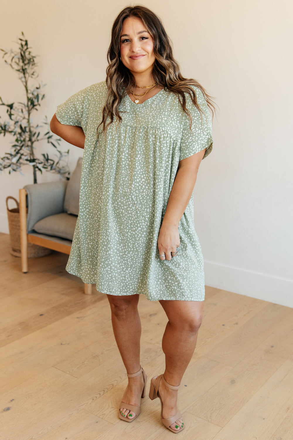 Rodeo Lights Dolman Sleeve Dress in Green Floral-Dresses-Krush Kandy, Women's Online Fashion Boutique Located in Phoenix, Arizona (Scottsdale Area)