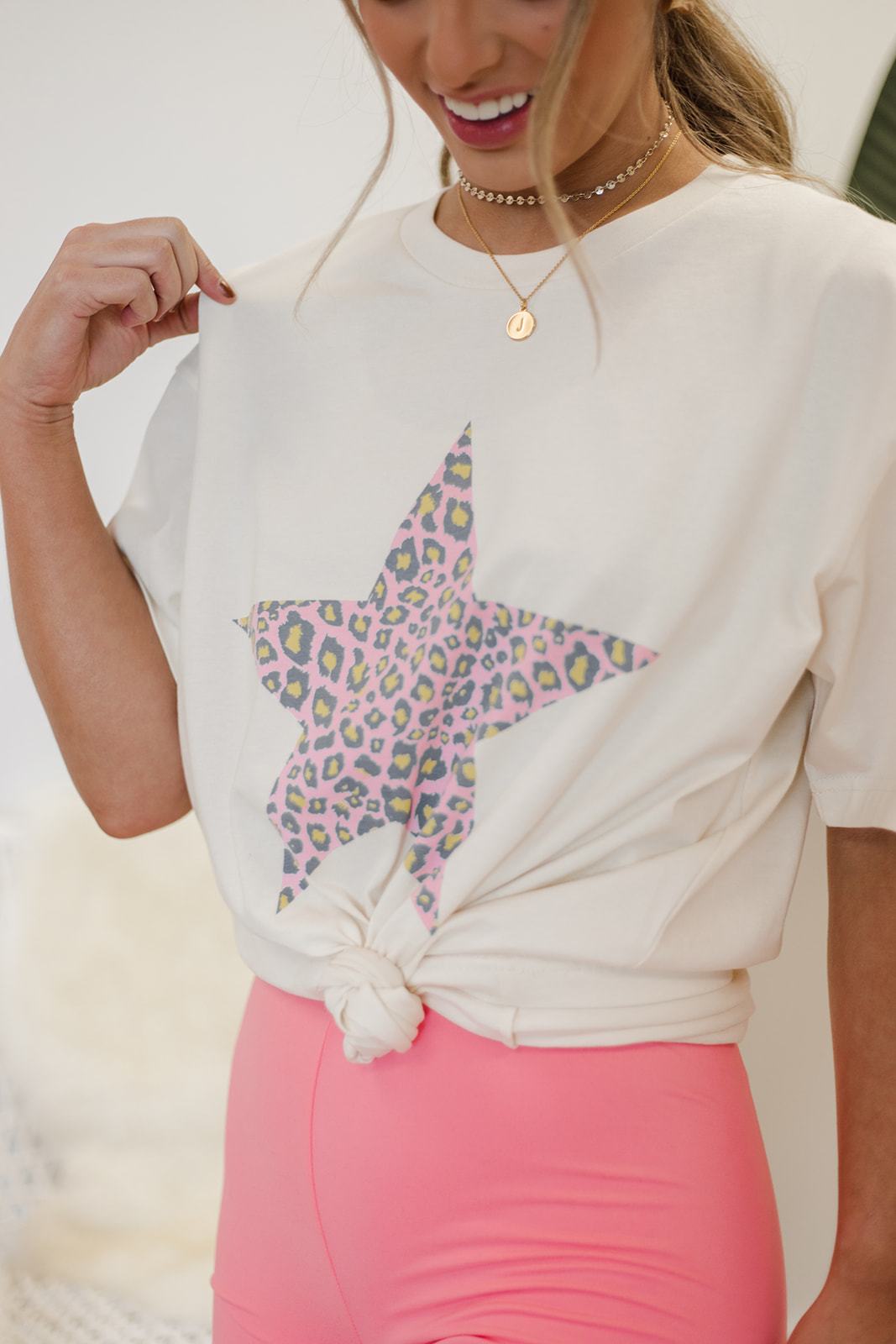Leopard Star Tee-Short Sleeve Tops-Krush Kandy, Women's Online Fashion Boutique Located in Phoenix, Arizona (Scottsdale Area)