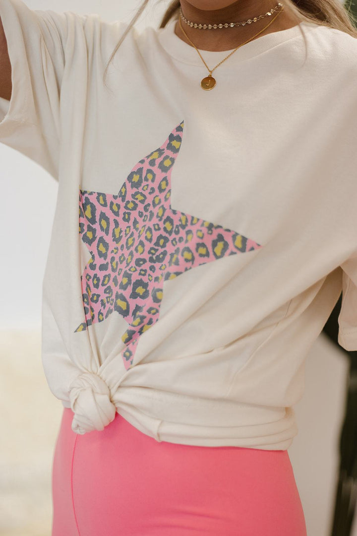 Leopard Star Tee-Short Sleeve Tops-Krush Kandy, Women's Online Fashion Boutique Located in Phoenix, Arizona (Scottsdale Area)