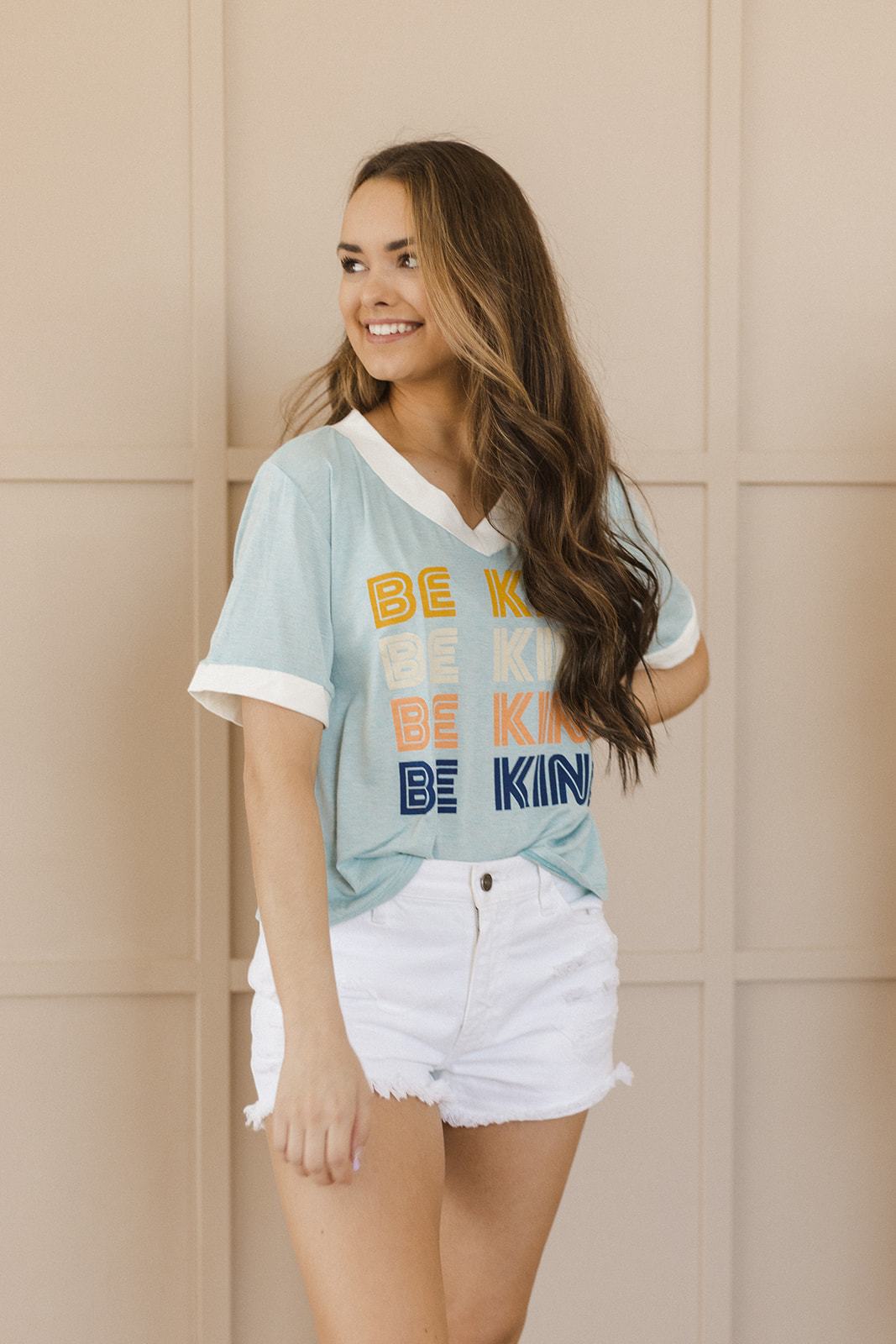 Be Kind Rainbow Tee-Short Sleeve Tops-Krush Kandy, Women's Online Fashion Boutique Located in Phoenix, Arizona (Scottsdale Area)